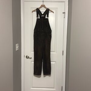 Madewell Corduroy Straight-Leg Overalls Olive Green Large Relaxed Fit Cotton